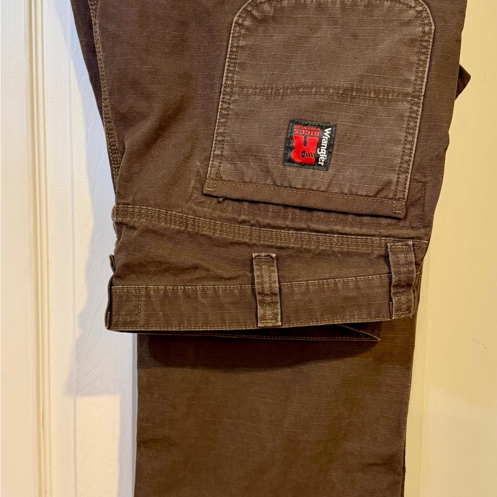 Wrangler Riggs Jeans Men 40x32 Brown Double Knee Carpentar Ripstop Workwear NWOT
